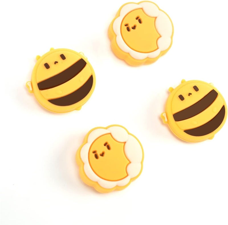 GEEKSHARE Cute Silicone Joy Con Thumb Grip Caps, Joystick Cover Compatible with Switch/OLED/Switch Lite,4PCS - Sunflower & Bee - Image 1